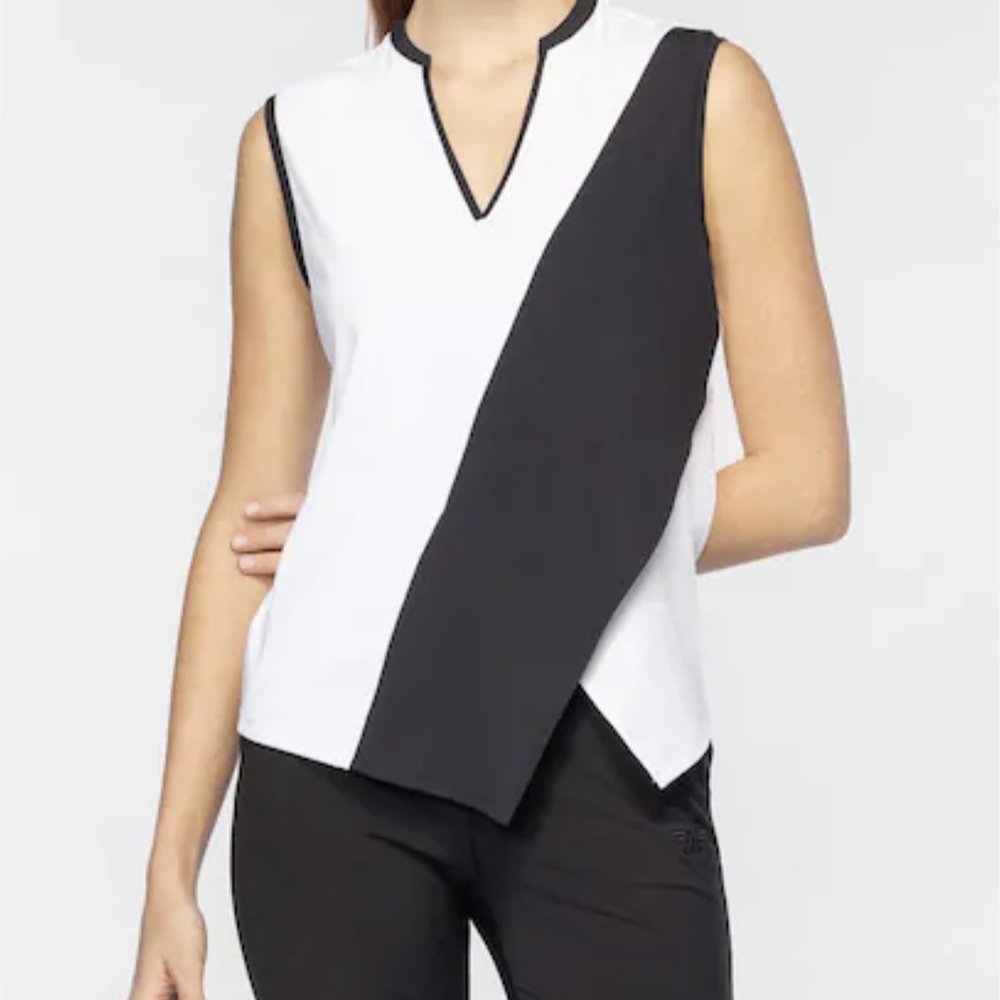 PXG Black and White Sleeveless Diagonal-Panel Tank Top